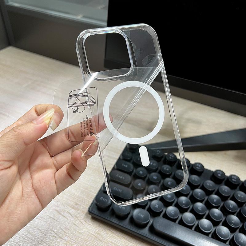 Compatible iPhone 16 Pro Max Case: High-Transparency PC, Bare Feel, Magnetic for Apple 15, Simple, Transparent.