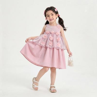 Summer New Arrival: Sleeveless Baby Girl Princess Dress with 3D Flowers - Korean Style (AXC128)