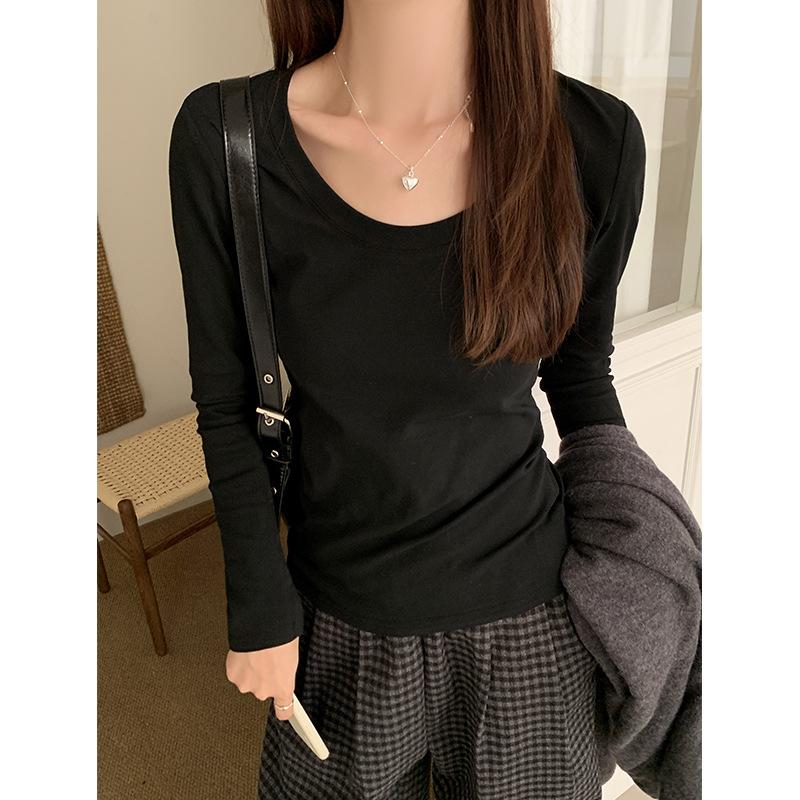 

Футболка с круглым вырезом, облегающая, с длинными рукавами, для горячей девушки, женская, осенне-зимняя, с начесом, утолщенный слой, базовый топ XL