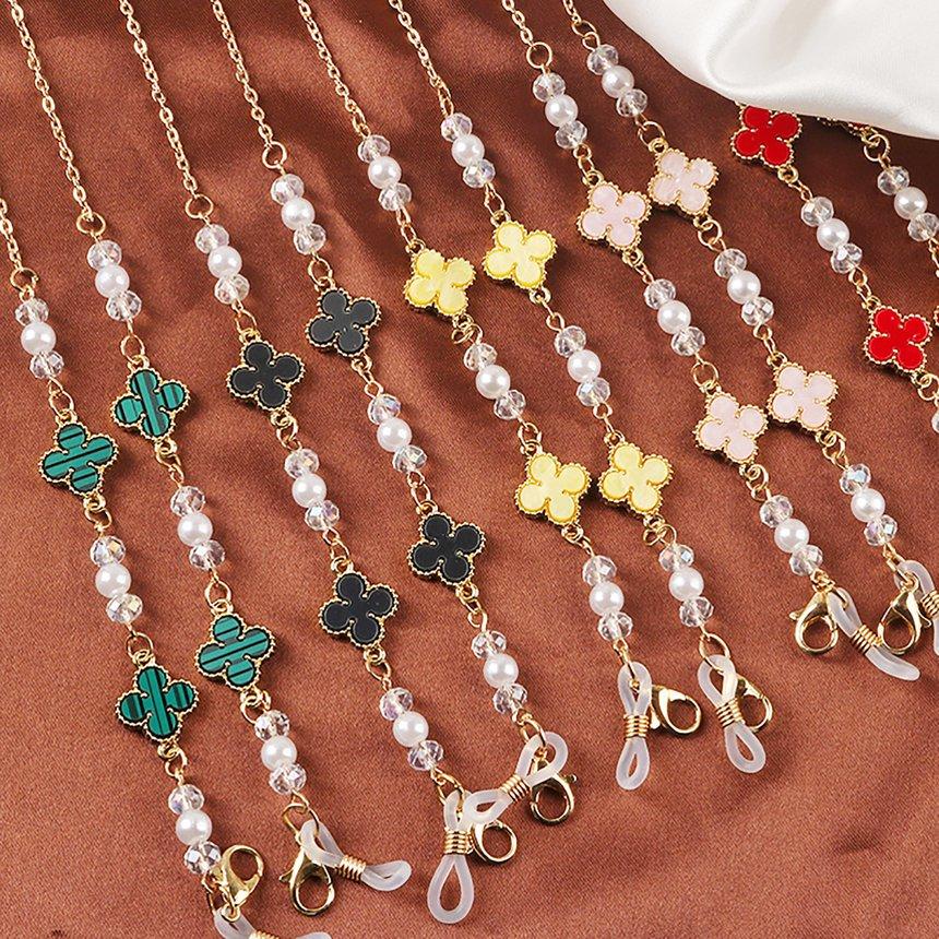 Buy Pearliky 77cm Eyeglass Chains Fashion Women Pearl Fourleaf Clover