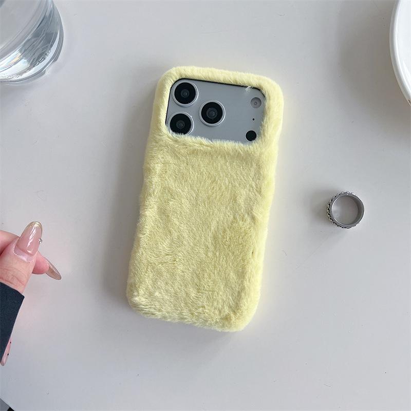 Winter Warm Solid Colors Furry Fluffy Plush Phone Case For iPhone 17 Air 16 15 14 13 Pro Max Shockproof Protective Cover