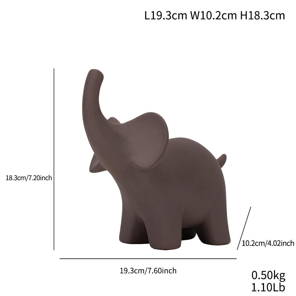 Ceramic Elephant Figurines White Brown Nordic Abstract Modern Art Home Living Room Bookshelf Decoration Office Desktop