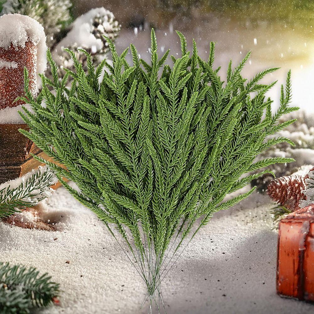 Greenery Leaves Fake Cedar Pine Red Berries Natural Looking Lifelike Faux Pine  Home Decoration