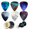 Jasenna Guitar Bass and Guitar Stylish Plectrum with Storage Thickness Picks, 12-Pack, Picks, Design, Plastic, Case, Non-Slip, Lightweight, Durable,