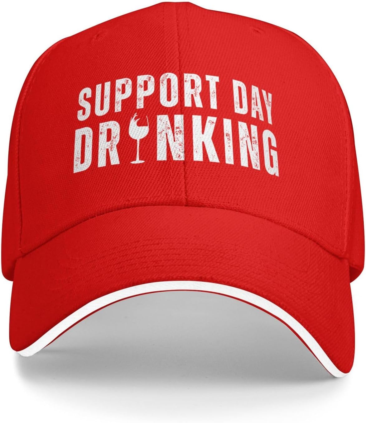 

Support Day Drinking Trucker Cap Funny Wine Glass Baseball Hat Adjustable Outdoor One Size
