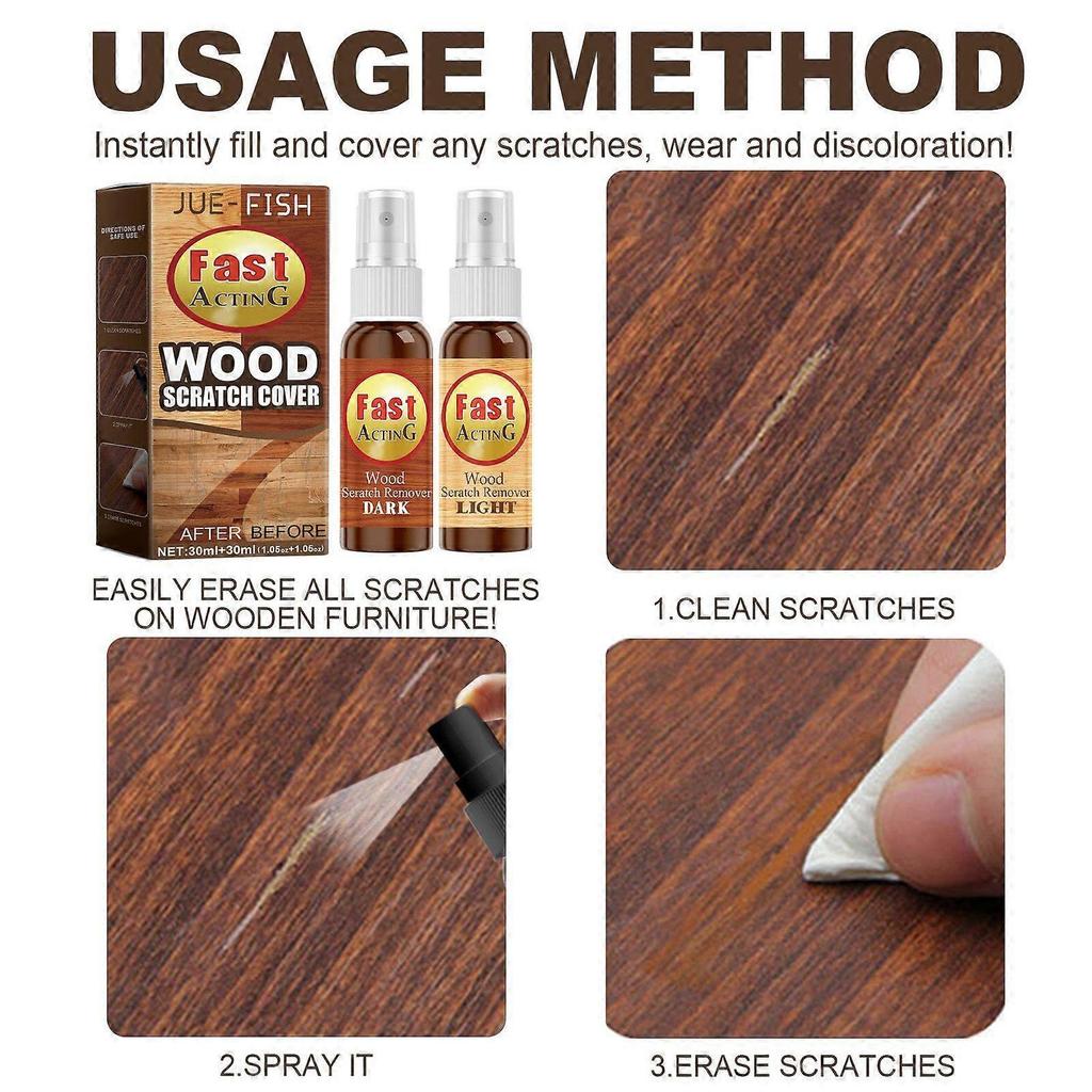 Agente Reparador de Rayones en Suelos de Madera, Spray Reparador de Rayones Pintura Reparadora para Renovación de Muebles y Suelos