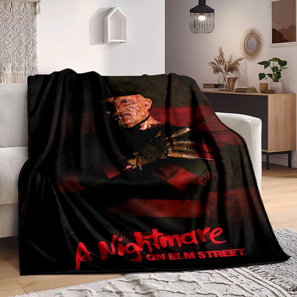 1pc A Nightmare on Elm Street Flannel Throw Blanket - HD Printed Lightweight Soft Warm All-Season Blanket for Sofa, Bed, Travel, Camping 062