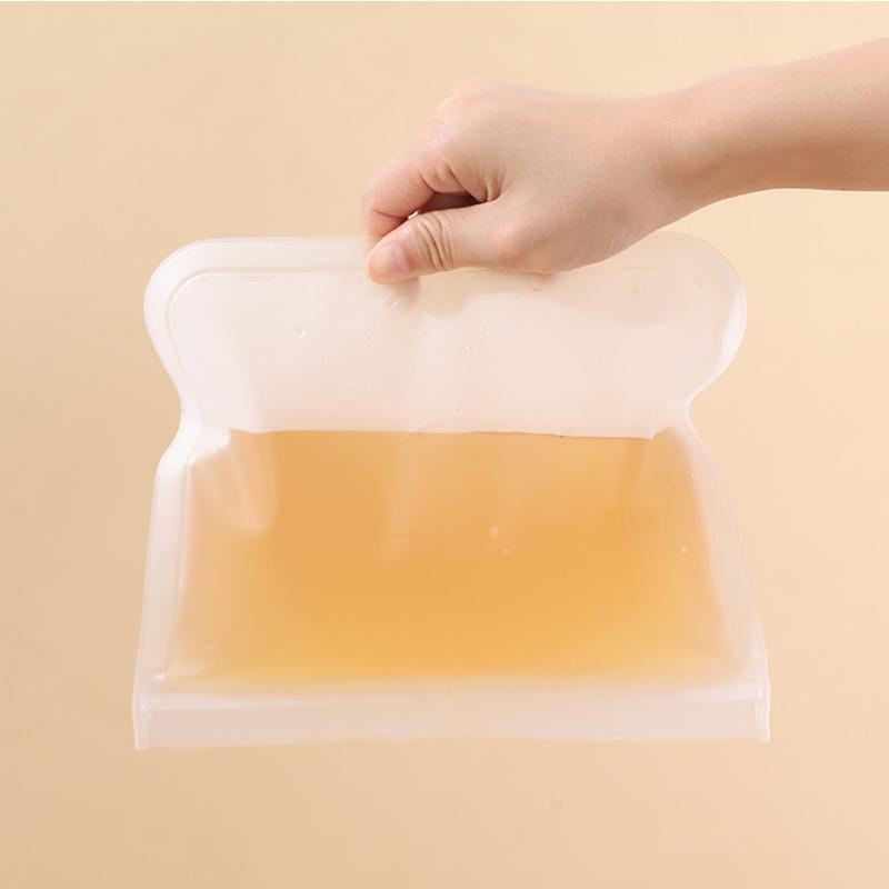 2Pcs Silicone Food Storage Containers Leakproof Fresh-keeping Sealed Freezer Bags Stand Up Zip Shut Bag Fresh Pouch Reusable
