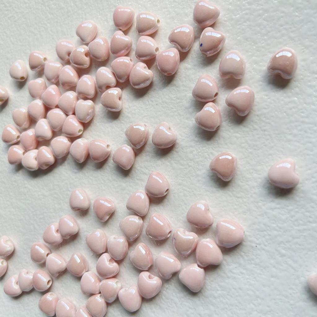 Perline in Ceramica Dipinta Tulipano e Farfalla Rosa Retrò per Braccialetti e Collane Fai da Te