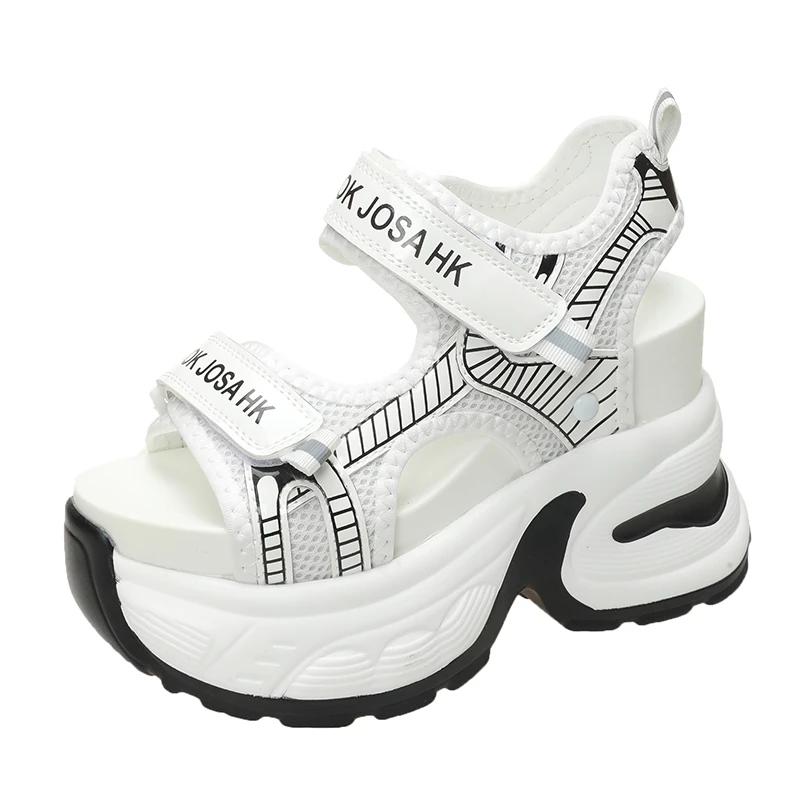 Fashion New High Platform Sandals Woman Summer Mesh Chunky Sneakers Female Wedges Slippers For Women Peep Toe Sandalia Feminina 10.5CM