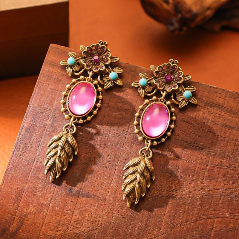 Retro Elegant Bow-Shaped Earrings Palace Style Freshwater Pearl Enamel Painted Ear Ornament For Women Party Jewelry Gift