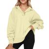 Women's Fashion Long Sleeve Solid Color V-Neck Loose Sweatshirt Top