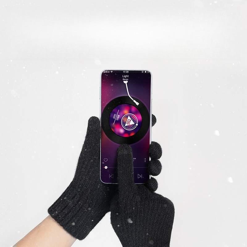 Men's Knitted Gloves Winter Windproof Riding Touch Screen Gloves Camel Fleece Warm Student Gloves