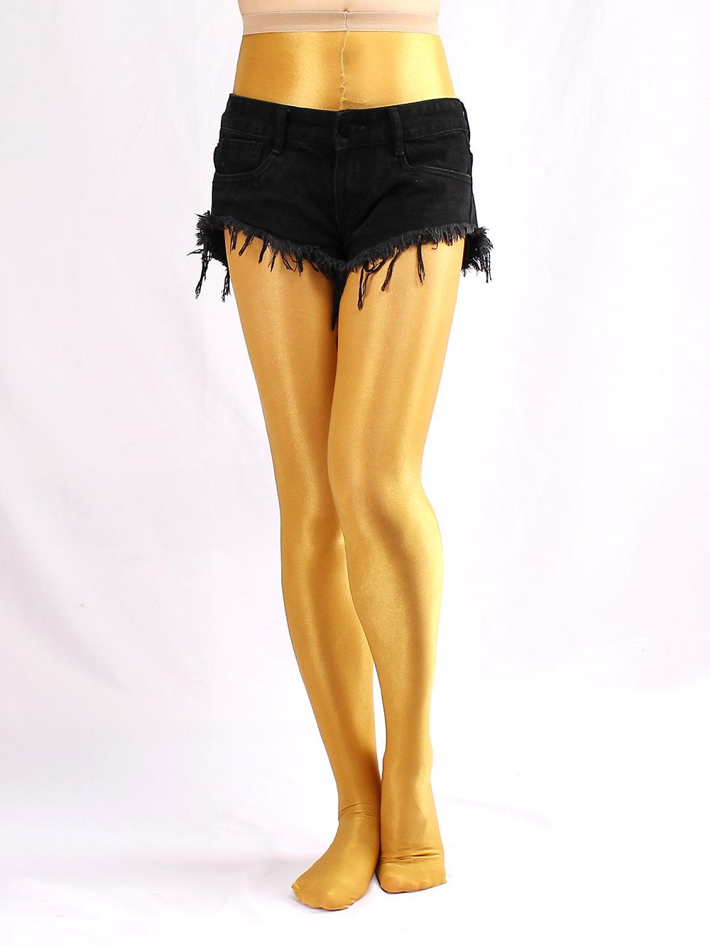 1 Paar glänzende hochelastische 80D Strumpfhosen für Damen Glänzende eng anliegende Hosen Hoher Bund Anti-Verhedderungs Pferdeöl-Strumpf One Size black