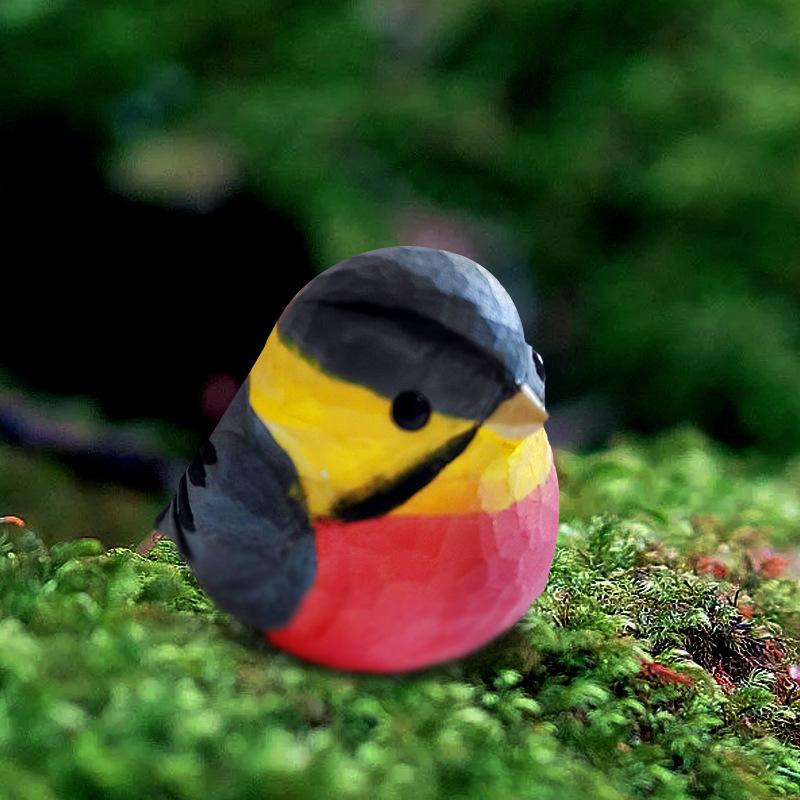 

Handmade Wood Carvings A Pink Bellied Grey Bird Ornaments Desktop Solid Wood Crafts Small Fat Bird Home Decoration