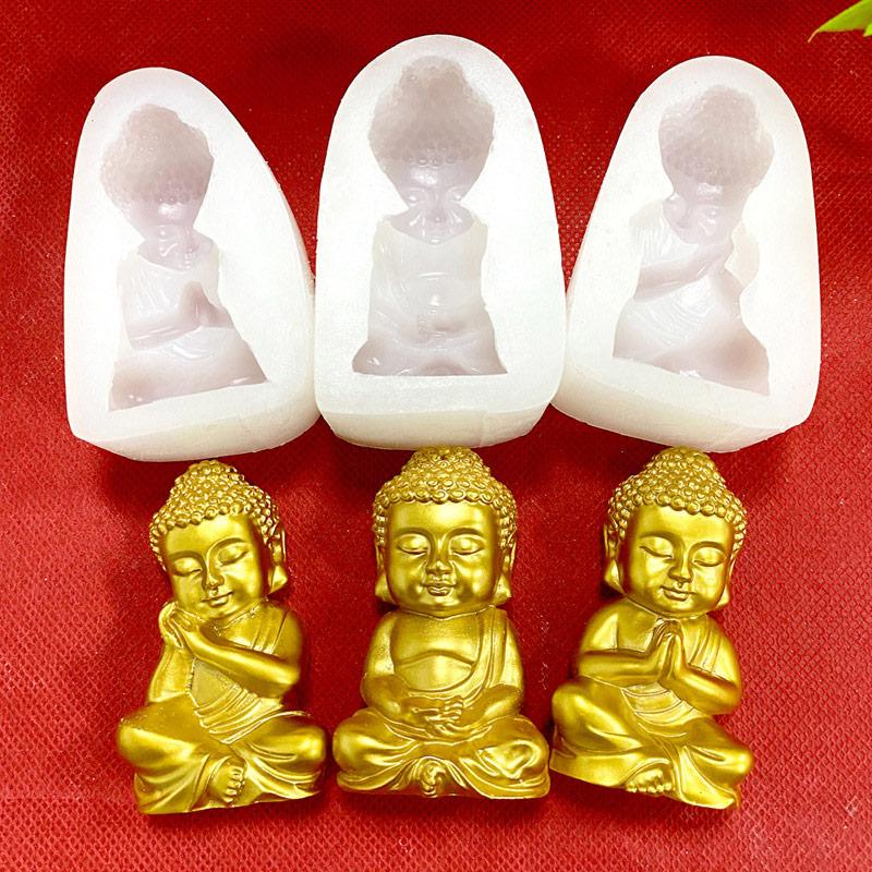 Xidmold Moule à Bougie En Silicone 3D Bouddha En Forme De Bouddha Moule
