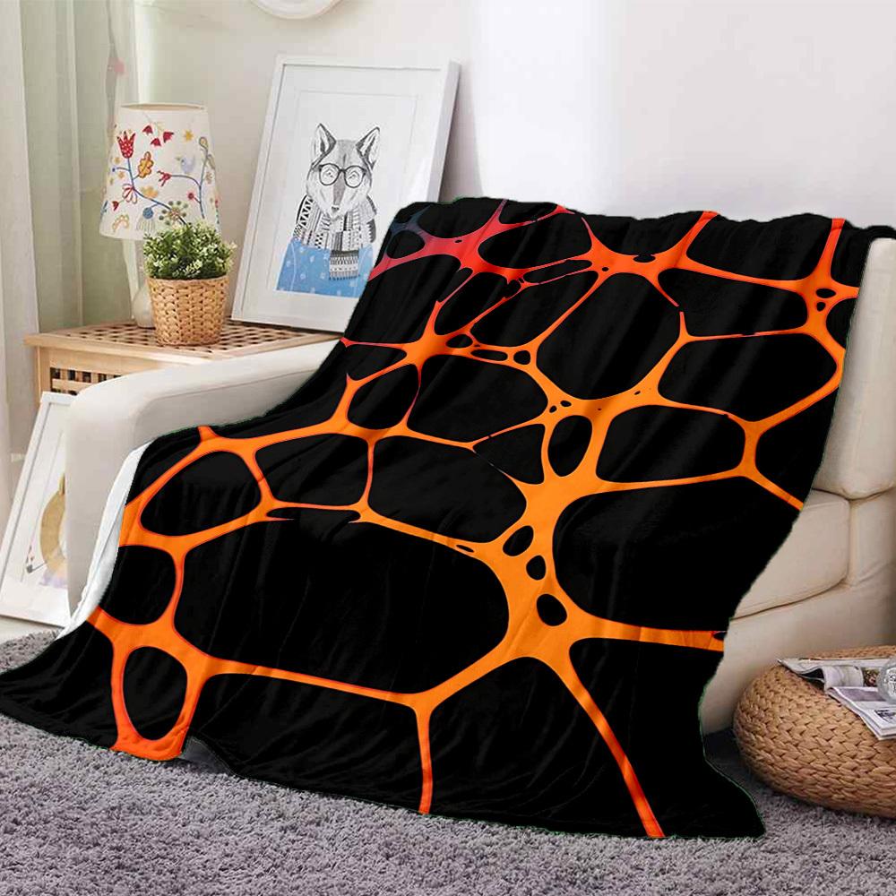 1pc Orange Black Design Blanket Warm, Cozy, And Soft, Suitable for Sofas, Beds, Cars, And Office Use.Perfect for Camping And Travel, Making It a Great