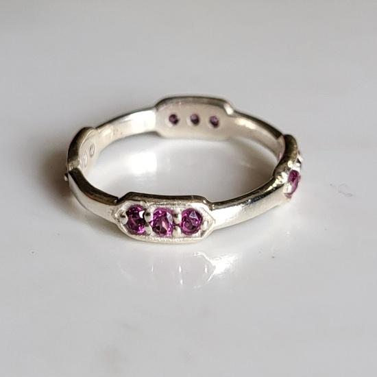 Natural Rubellite Garnet Gemstone  925 Sterling Silver Ring 7.5 US, Gift Ring
