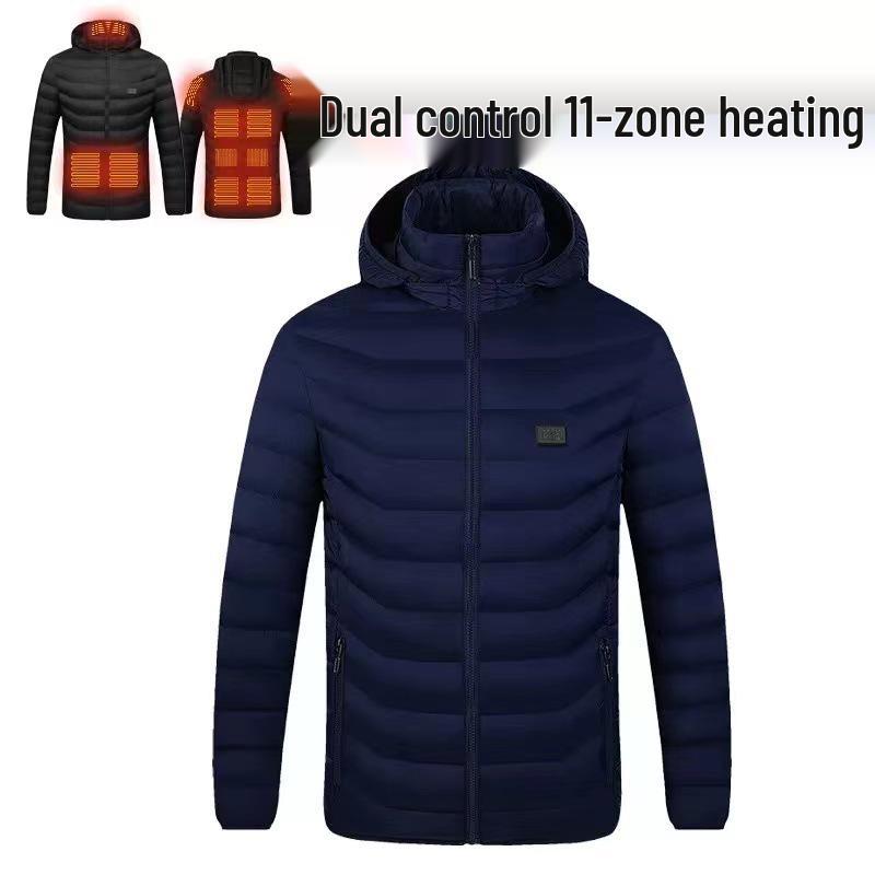Men's Dual-Control USB Heated Cotton Coat with Nine-Zone Electric Heating