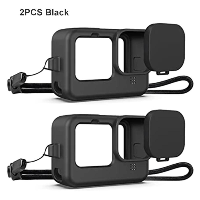 Para GoPro Hero 12 11 Capa de silicone à prova de quedas Capa protetora com cordão Tampa de lente para GOPRO 12 11 10 9 Acessório para câmera de ação