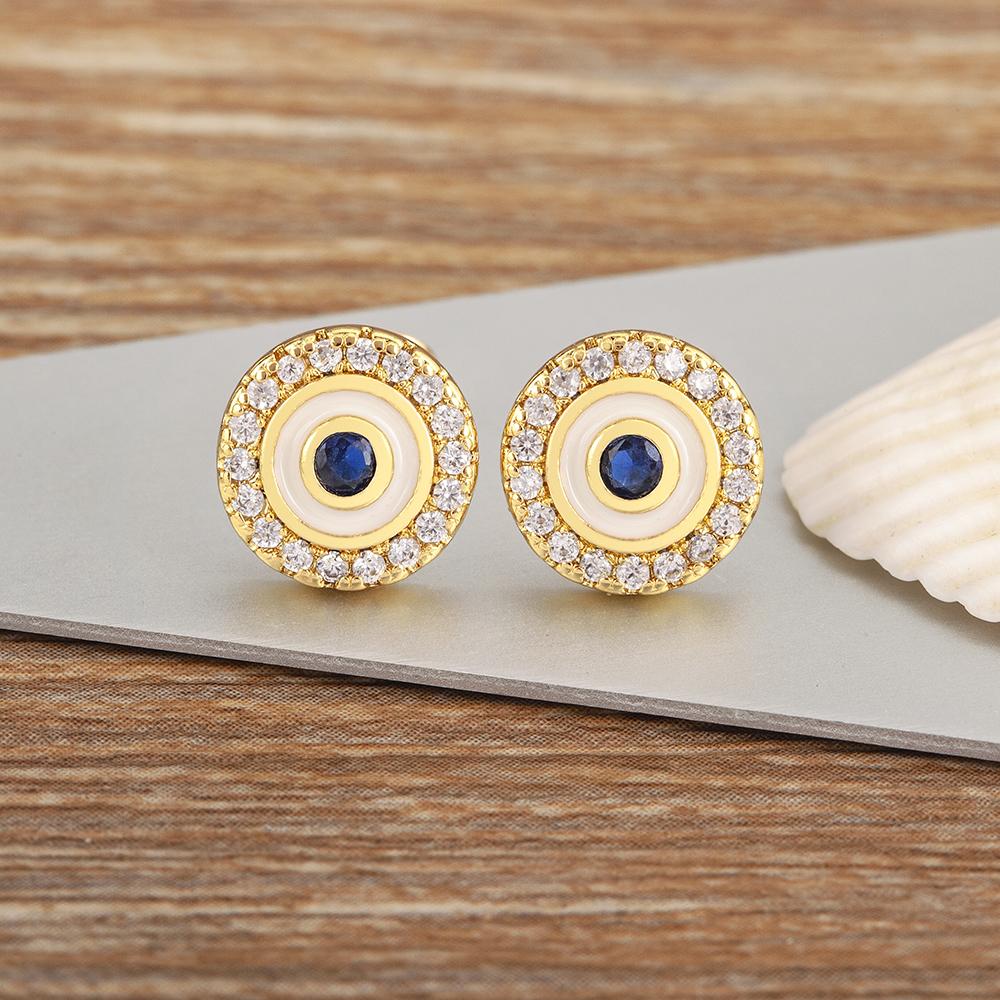 Nidin Modische Glücksbringer-Ohrstecker mit bösem Blick, funkelnden Zirkonia-Kristallen, für Damen, Persönliches Design, Ohrschmuck, Geschenke