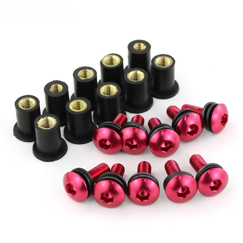 Kit com 10 peças/conjunto de parafusos para motocicleta M5 15mm, parafusos de borracha métricos, para-brisas, carenagem, alumínio anodizado, para-lamas