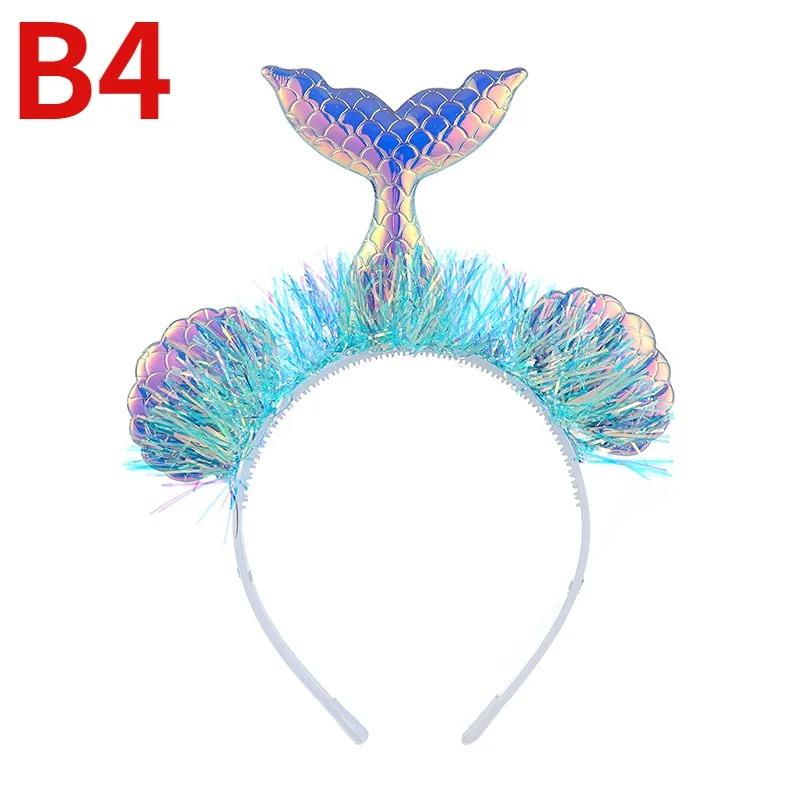 Little Mermaid Party Crown Headband Mermaid Tail Hat Photo Props for Girl Birthday Party Mermaid Hair Accessories