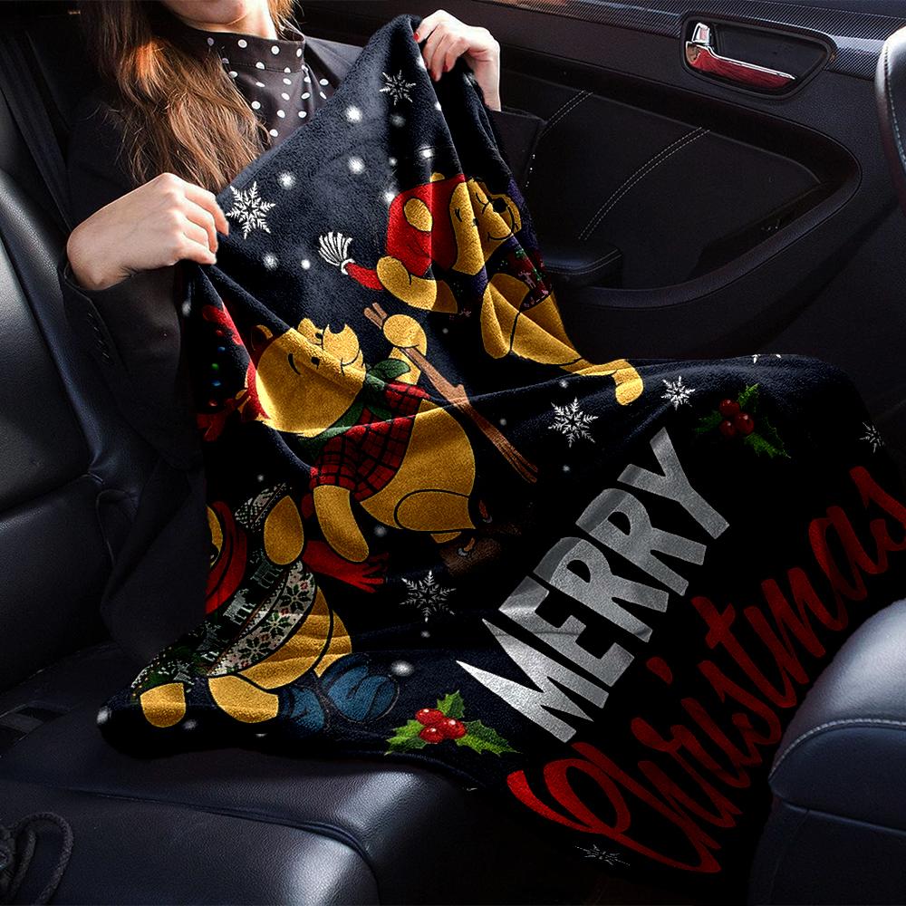 Christmas Winnie Pooh Friends Blanket Soft Throw Blanket For Home Bedroom Bed Sofa Travel Office Solid Christmas Blanket
