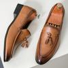 British Gentleman New Men's Pointed Tassels Slip On Shoes Male Designer Formal Wedding Prom Dress Homecoming Footwear