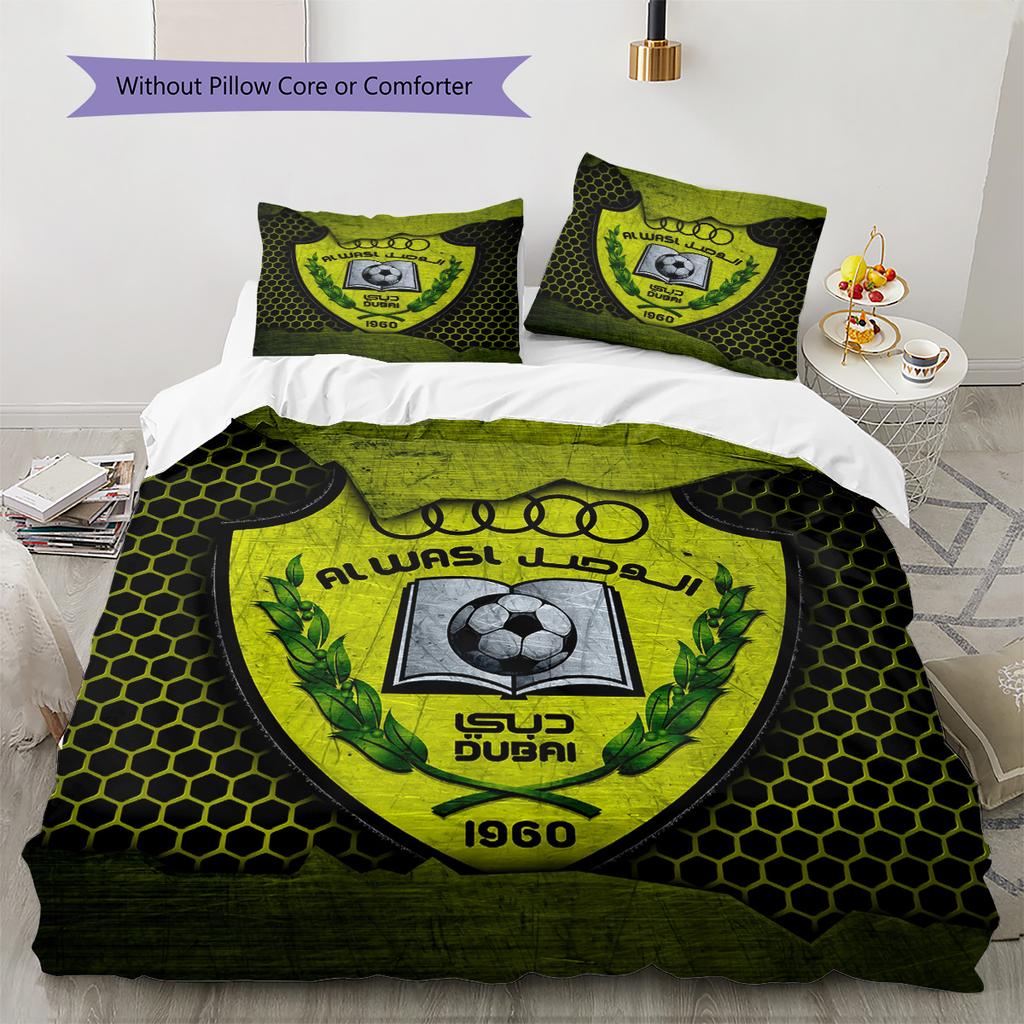 Al Wasl Football Club Pattern Bedding Quilt Set Home Decoration Gift (1 * duvet cover + 2 * pillowcase without core)