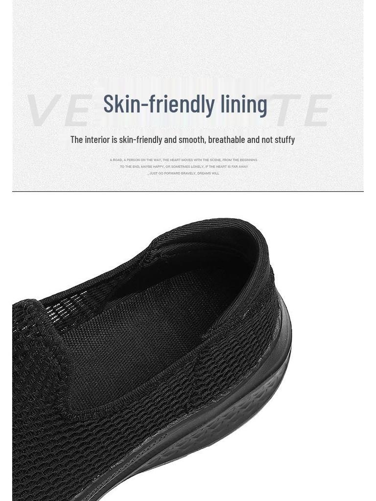 Herrskor, extra stora, sommar, mesh, slip-on sneakers, storlekar 46-48, svarta