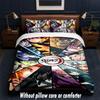 Demon Slayer Design Bed Bedding Set 1 Duvet Cover + 2 Pillowcases Soft Breathable Household Bed Linens