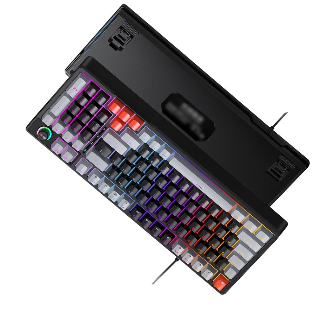 T WOLF T50 RGB Mechanische Tastatur 98 Tasten Hot-Swap Blue Switch mit Dynamischer Beleuchtung Ergonomisches Design für PC