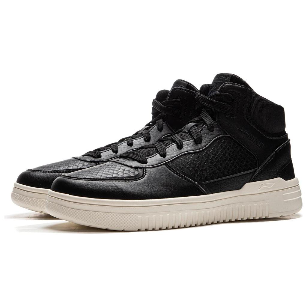Li Ning Cyan Cloud Slip Resistant, Abrasion Resistant, Breathable High top Skateboard Shoes Men's Black AGCU549-3