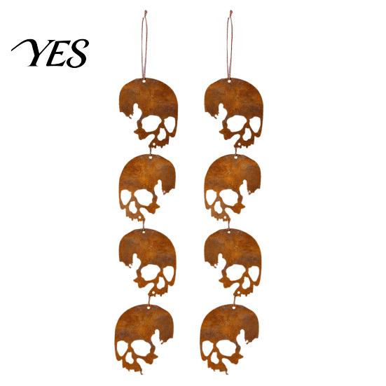 Retro Halloween Decoration Skull Hanging Ornaments, Metal Garden Sign, Decorative Fun Yard Sign Shaped Tags for Indoor Outdoor Decor Festive