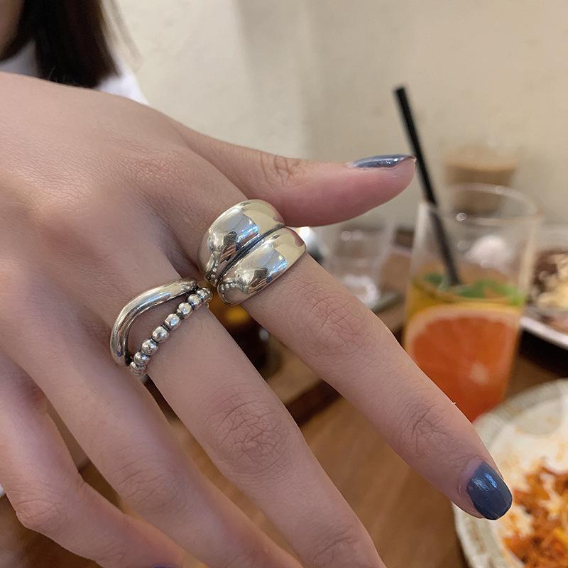 Adjustable Art Deco Geometric Ring Retro Thick Wave Light Surface Cold Wind Couple Style Simple Fashion Unisex Adjustable Finger Ring