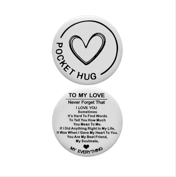 Pock Hug Leather Pocket Token & Stainless Steel Decision Coin Valentine's Day Gift for Lover