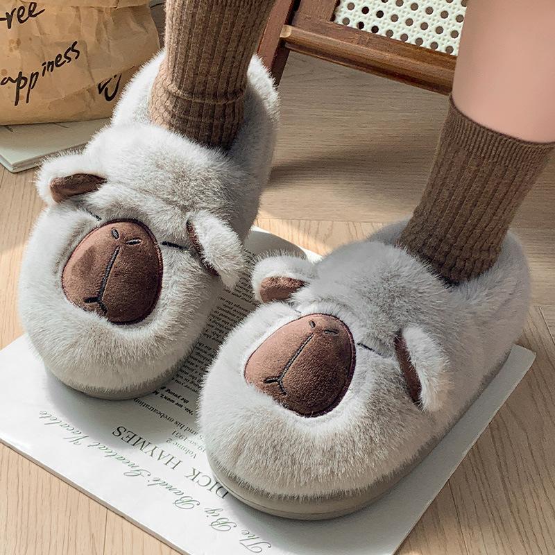 

New cotton slippers women s plush warm indoor home cute thick-bottomed bag and outer wear mop 44-45