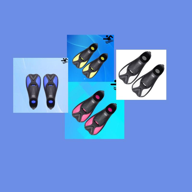 Short Open-Heel Swim Fins Snorkeling Beginners TPR Material Comfort Fit Non-Slip Foot Pocket
