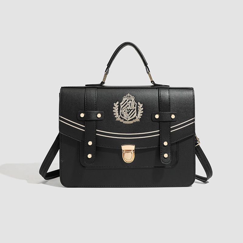 Schoolbag Women's Black Retro Japanese School Style Backpack Jk Uniform Square Leather Large Capacity Bag Fashion Harajuku Mochilas Mujer