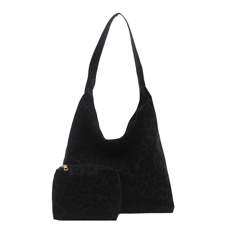 Retro leopard print bag women's winter new fashionable largecapacity shoulder underarm bag casual tote bag