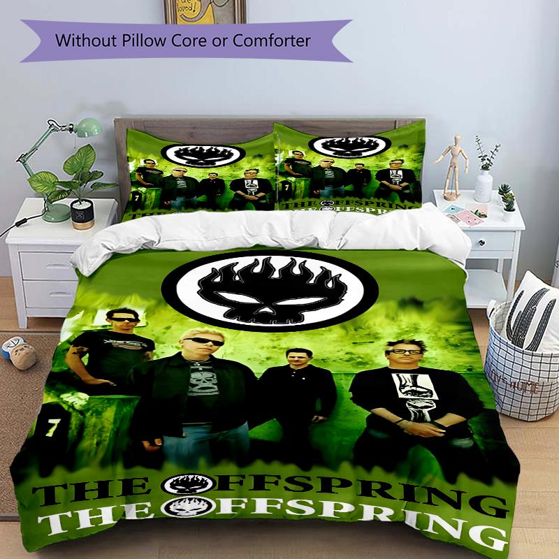 3Pcs Skull Flames Band Bedding Set Soft Fabric Duvet Cover Pillowcases Home Christmas Xmas Halloween Gift 1 Duvet Cover 2 Pillowcase G141