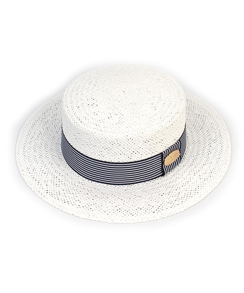 Stripe Line White Panama Hat