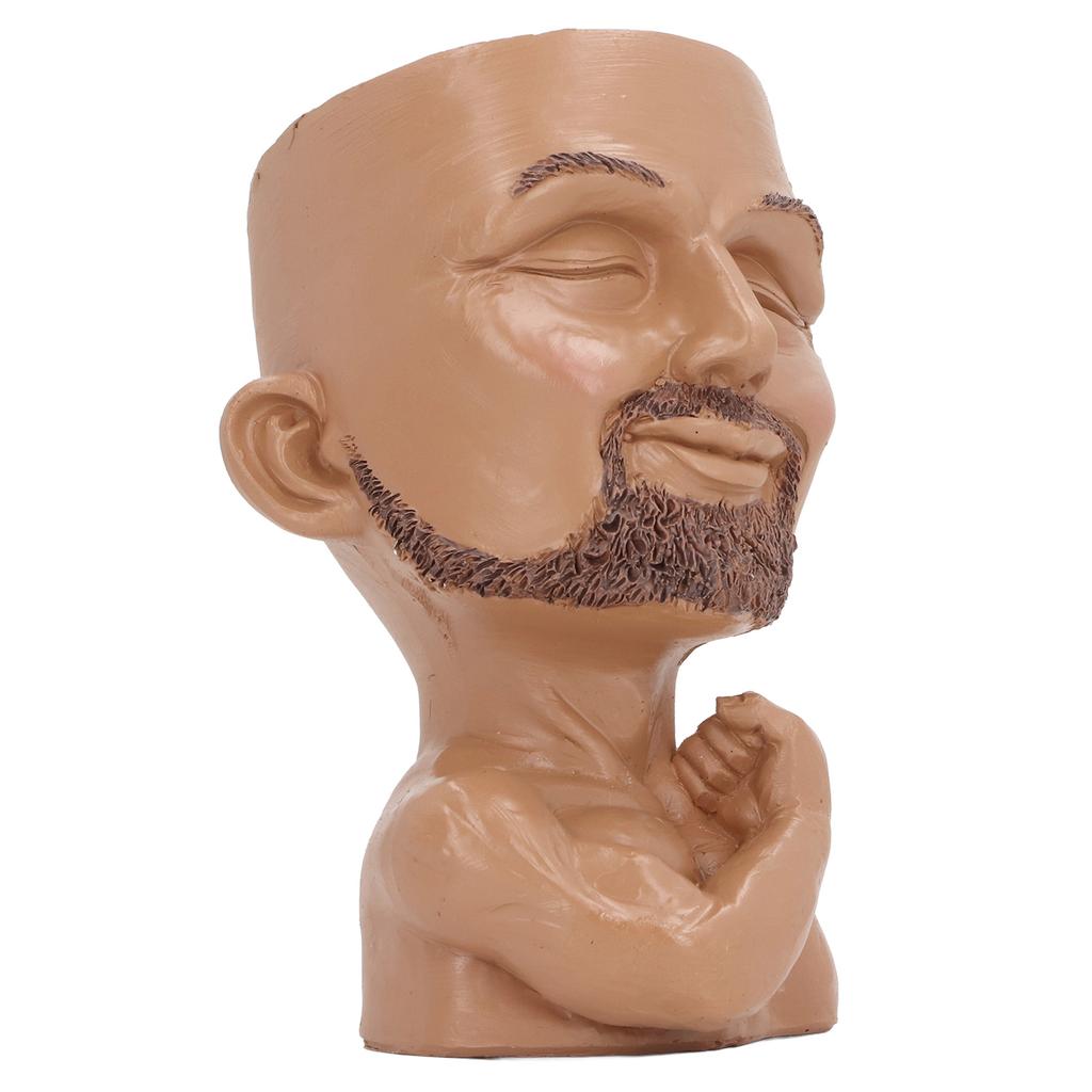 Face Planter Pot with Drainage Hole Man Face Flower Pot Head Planter Muscular Man Flower Pot for Living Room Hallway
