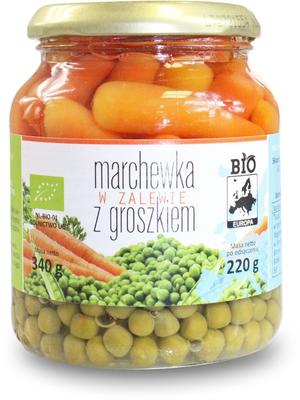Karotten mit Erbsen in Salzlake Bio Europa 340 g