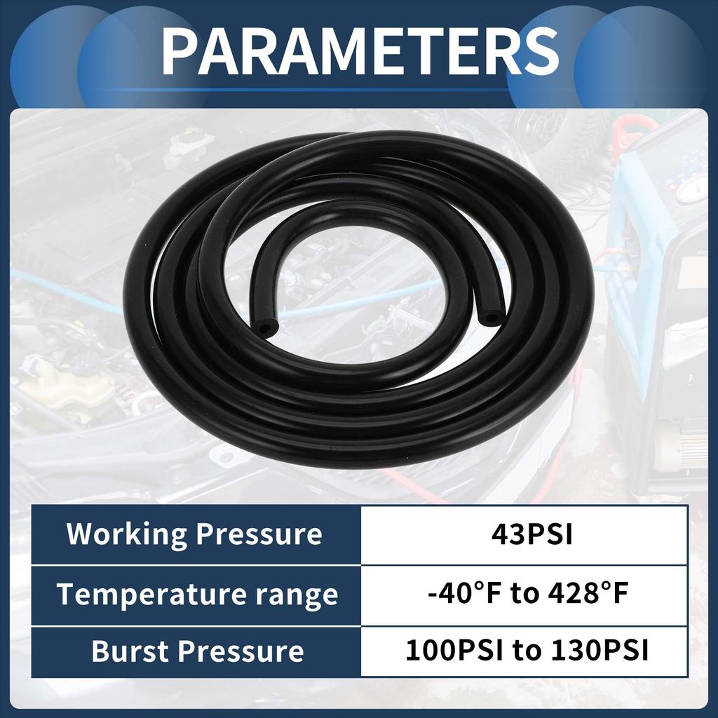 INFINAUTO 5.5FT 3/16" 4mm ID 2.5mm Thick Car Vacuum Line Silicone Black High Temperature Engine Silicone Vacuum Tube Hose