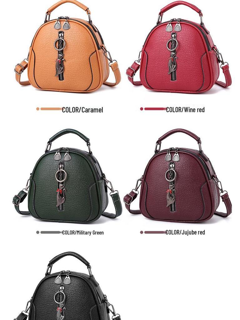 2024 Fashion Women's Small Round Crossbody Bag with Cute Pendant