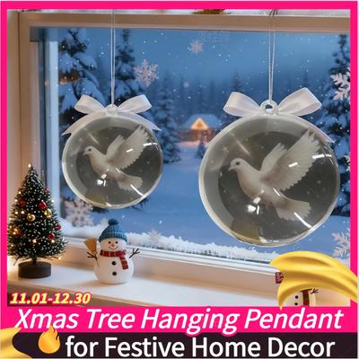 Weihnachten Klare Kugel Ornamente Natur Vögel Kristalle Glas Set Hängend Für Deko Set Weihnachtsbaum Feiertagsparty Heimdekoration Ea