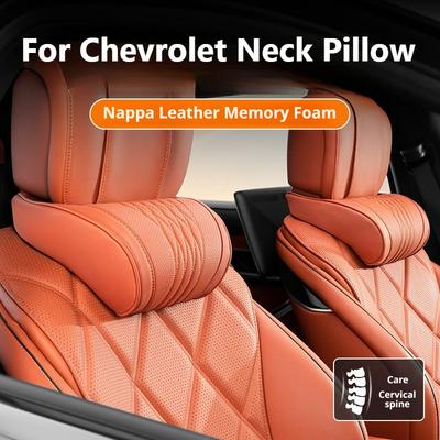 Luxury Nappa Leather Latex Car Neck Pillow For Chevrolet Silverado Equinox Trax Traverse Tahoe Suburban Colorado Camaro Malibu