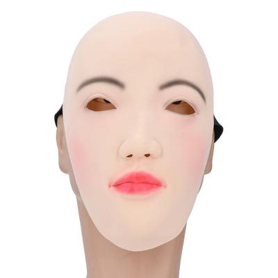 Half Face Latex Women Face Realistic Soft Stretchy Eye Holes Latex Human Female Face for Cosplay Party Crossdressing